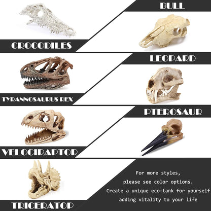 Animal Skull Fish Aquarium Hideout Decorations Cave Dinosaur Reptile Ornament Halloween Décor for