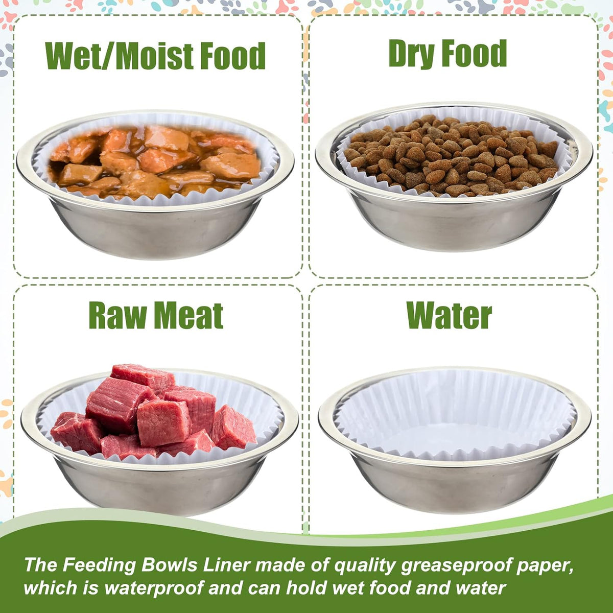 meekoo 600 Pcs Large Pet Disposable Feeding Bowls Liner Bulk Cat Food Bowls Small Paper Dish Paper