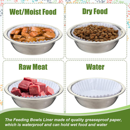 meekoo 600 Pcs Large Pet Disposable Feeding Bowls Liner Bulk Cat Food Bowls Small Paper Dish Paper