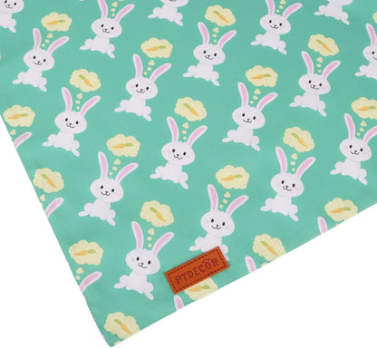 PTDECOR Easter Dog Bandana, Green and Yellow Rabbit Carrot Reversible Holiday Dog Scarf, Multi