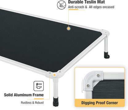 Veehoo Chew Proof Elevated Dog Bed - Cooling Raised Pet Cot - Silver Aluminum Frame and Durable