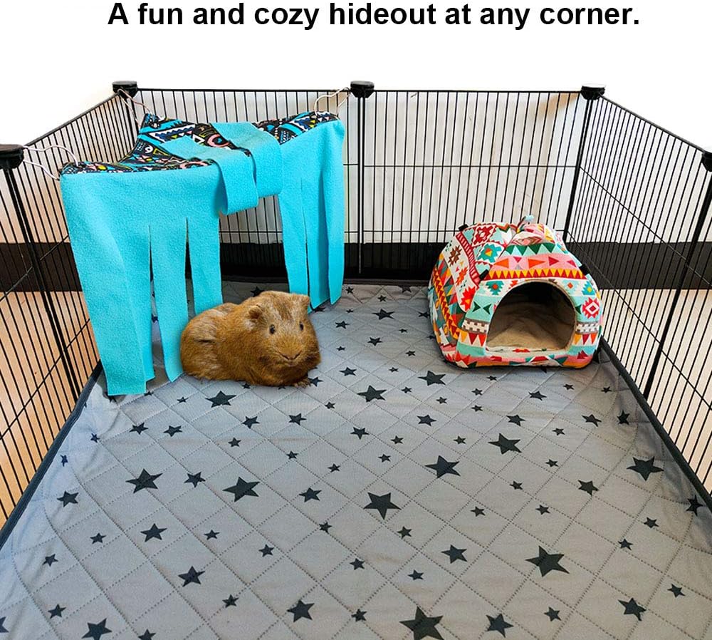 RIOUSSI Guinea Pig Hideout Hideaway Corner Fleece Toys Cage Accessories with Reversible Sides