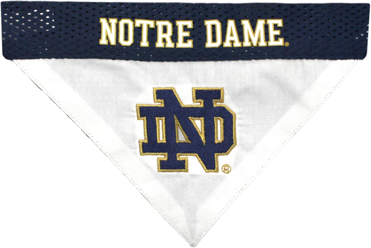 Pets First Collegiate Pet Accessories, Reversible Bandana, Notre Dame Fighting Irish Size