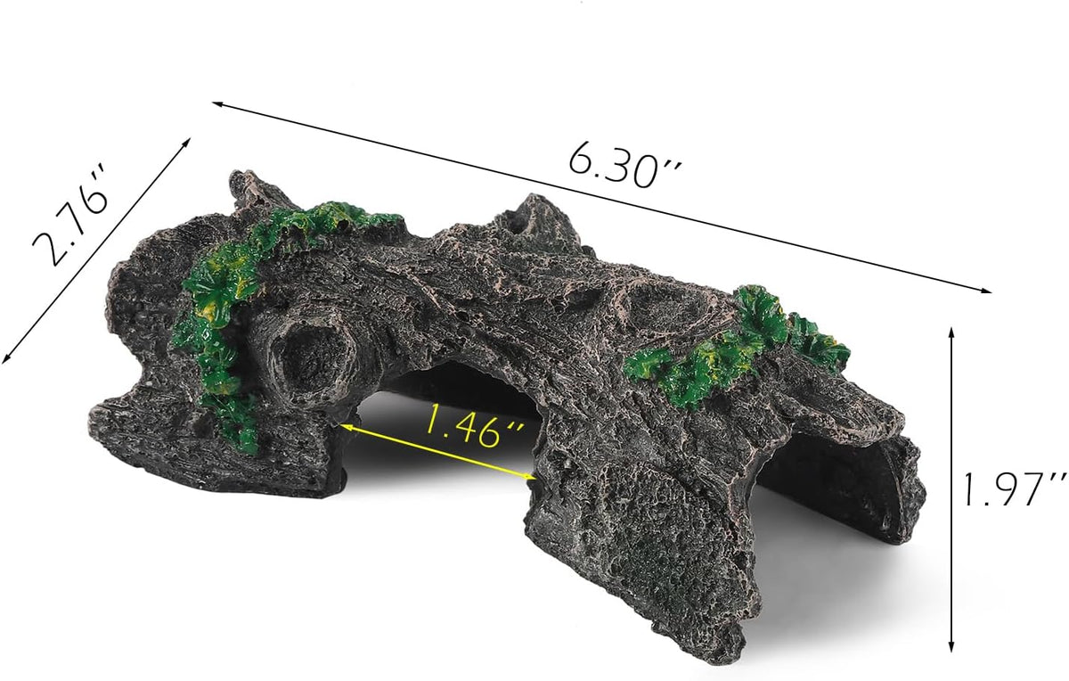 IBWell Aquarium Wood Fish Tank Decorations，Resin Fake Logs Terrarium DÉCor, Reptile Hide Aquarium