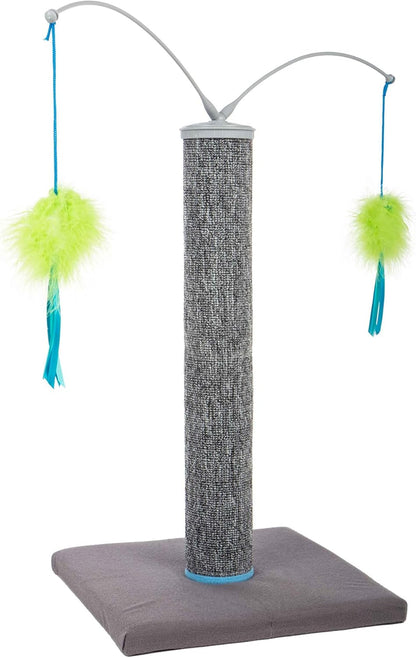 SmartyKat Scratch 'N Spin Carpet Cat Scratching Post with 2 Spinning Wand Toys, Plus 2 Replacement