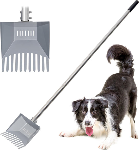 Heavy Duty Pooper Scooper 66in Spring Steel Scoop Long Stainless Steel Handle Dog Pooper Scooper