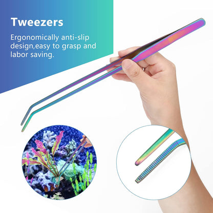 4 in 1 Quarium Aquascape Tools Kits, Anti-Rust Stainless Steel Aquatic Plant Aquascaping Tweezers