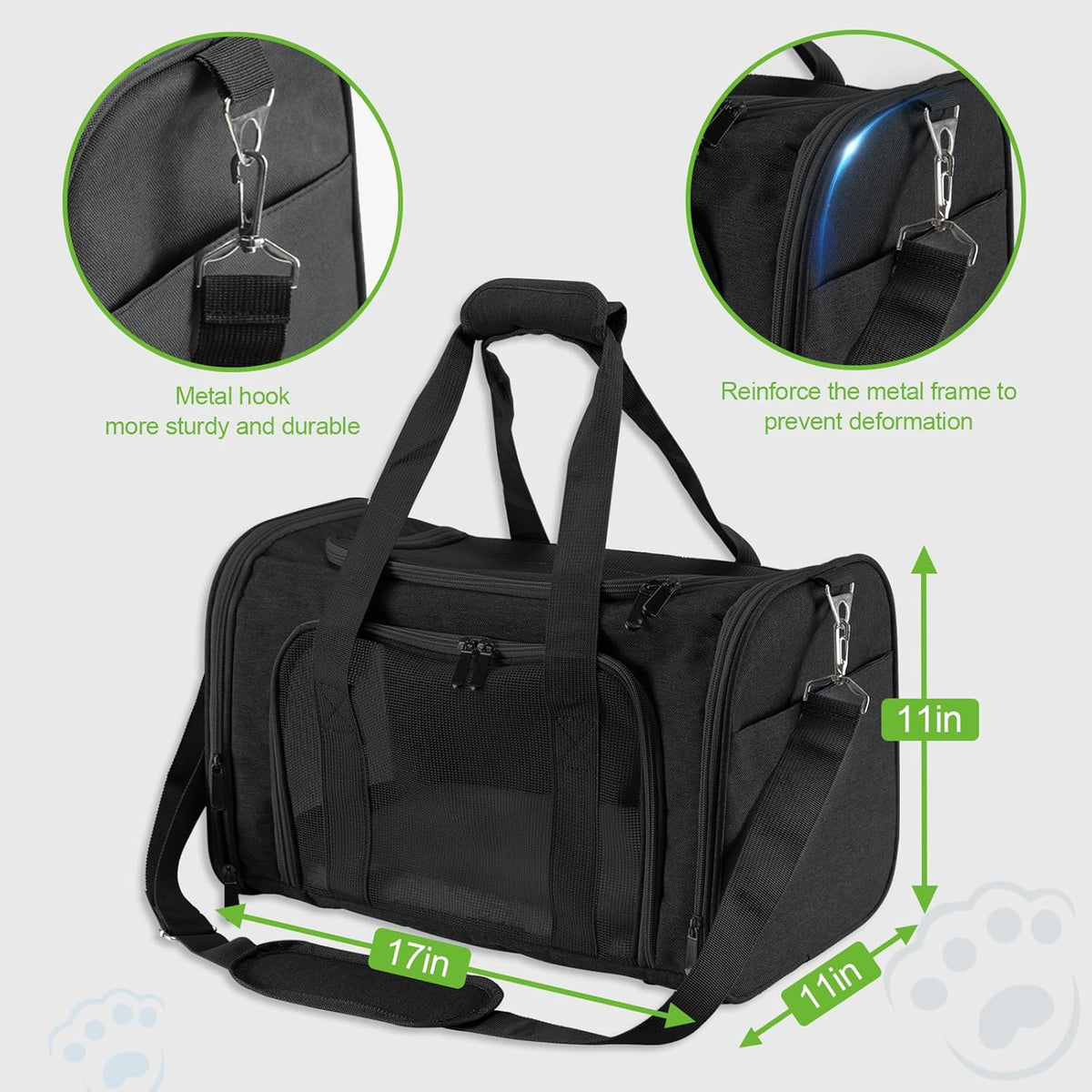 Roaringkitty Travel in Style: Portable Pet Carrier for Small Pets up to 15 Lbs- Airline Approved