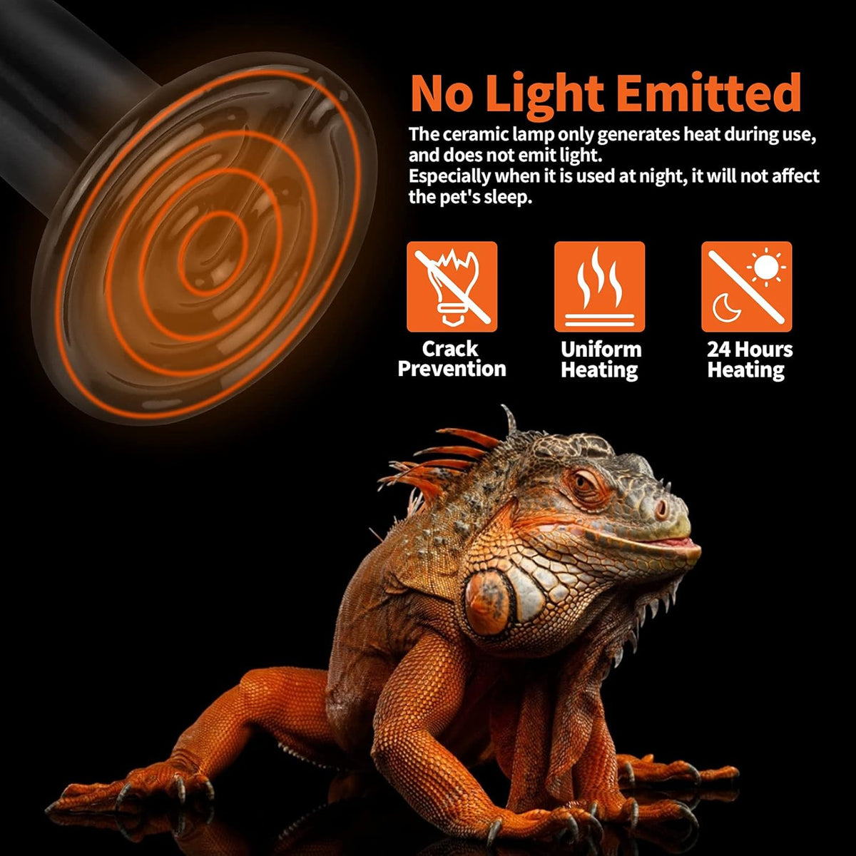 LUCKY HERP 50W Ceramic Heat Emitter, Reptile Heat Bulbs, Ceramic Heat Lamp for Reptiles, Amphibian