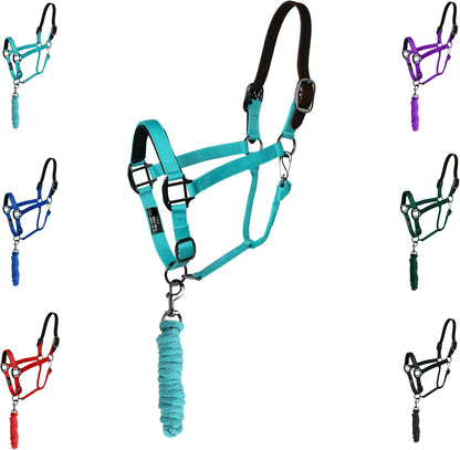 Majestic Ally Leather Halter with Matching Lead Rope for Horses – Leather Breakaway Crown