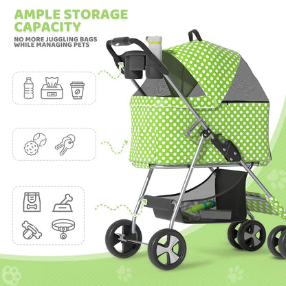 Magshion Foldable Pet Stroller, 3-in-1 Dog Travel Jogger with Detachable Carrier, Cup Holder