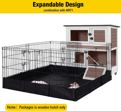 AIVITUVIN Wooden Rabbit Hutch Indoor Outdoor Rabbit Cage with Two Removable Trays Bunny Cage on