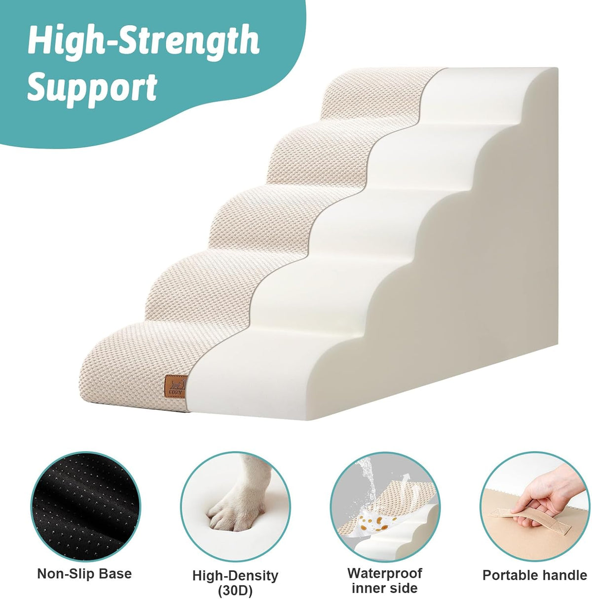 Extra Wide Dog Stairs 19.7" Width, Pet Step for Small Medium/Large Dog, Puppy or Cat, Pet Ramp for