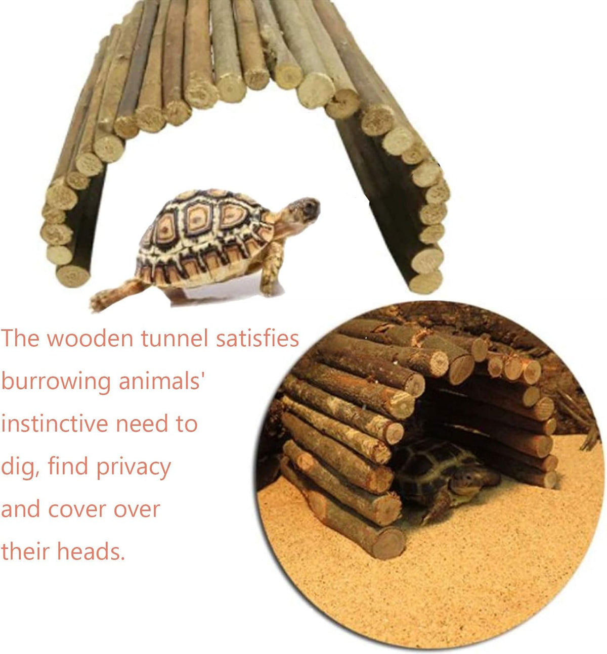 Hamiledyi Extra Large Wooden Reptile Hideout Bearded Dragon Bendy Bridge Climbing Ladder Hiding Hut