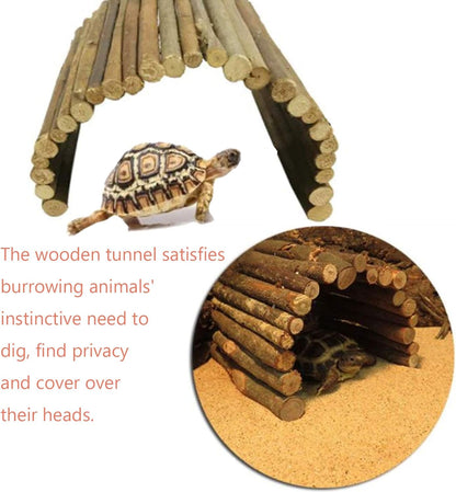 Hamiledyi Extra Large Wooden Reptile Hideout Bearded Dragon Bendy Bridge Climbing Ladder Hiding Hut