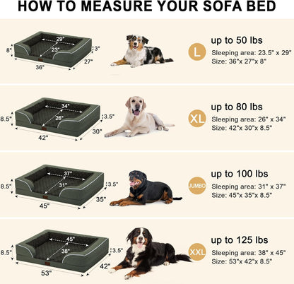 Orthopedic Waterproof Dog Bed for Extra Large Dogs, Memory Foam XL Dog Bed with Sides, Egg-Crate