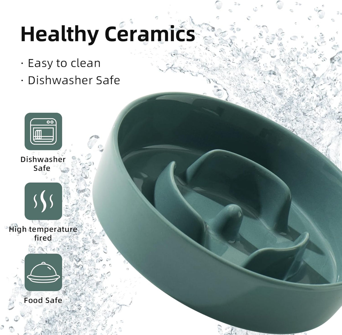 6.1inch Ceramic Dog Bowl Slow Feeder, Slow Dish for Small Dog, Wet and Dry Food Dish, Stop Bloat