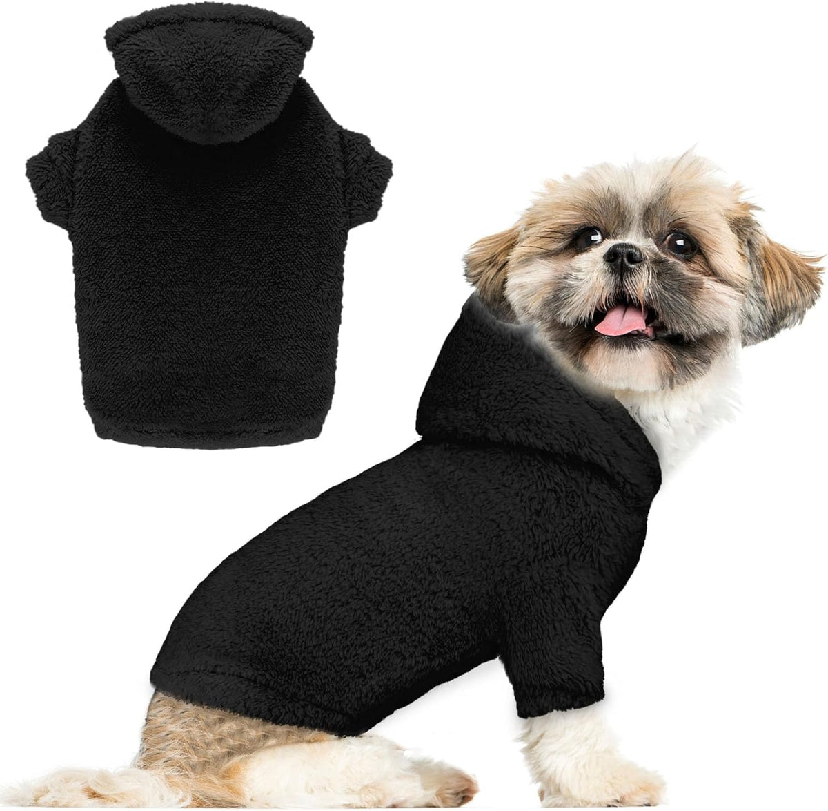 Fuzzy Dog Sweaters for Small Dogs Dog Hoodie Pet Clothes Warm Soft Cozy Coats Hooded Sweatshirt