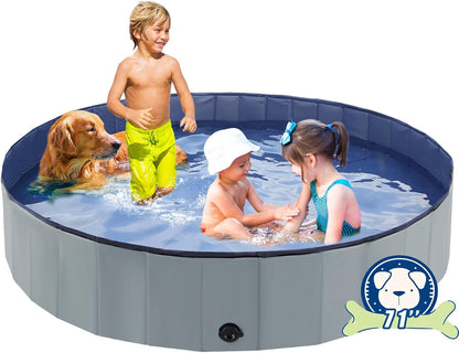 Foldable Dog Bath Swimming Pool 71'' Plastic Kiddie Pool Professional Tub Collapsible Grooming