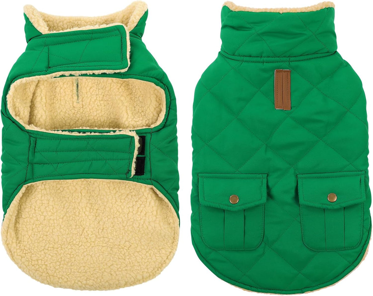 Queenmore Warm Dog Coat, Cold Weather Puffer Dog Coat Vest, Quilting Winter Pet Jacket Ultra Thick