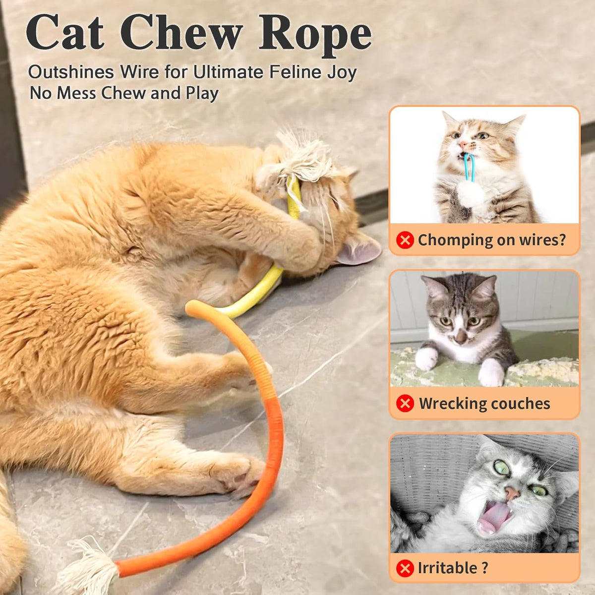 Retro Shaw Cat Toys Chew Ropes, Catnip Rope Toys for Indoor Cats Kitten, Safe Cat String Kitten