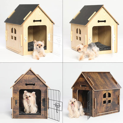 Dog House Indoor for Small Dogs or Cats, Cozy Wooden Design, Small Indoor Bed House, with Air Vents