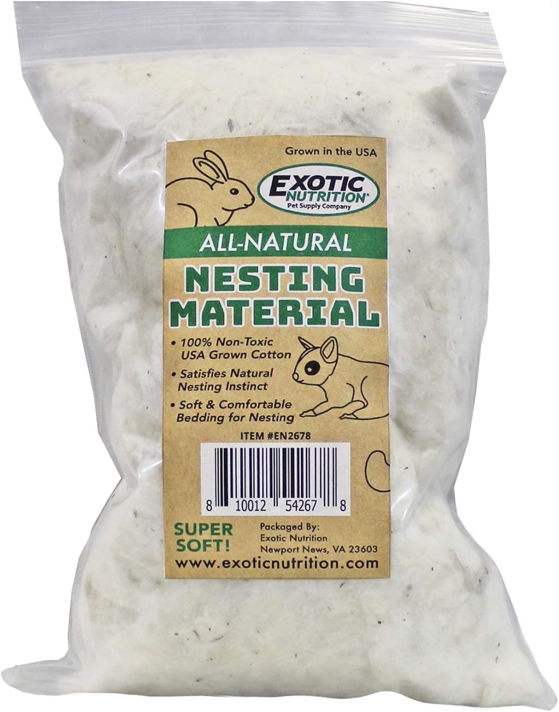 All-Natural Nesting Material (4 oz.) - 100% Cotton Eco-Friendly Animal Bedding - For Sugar Gliders