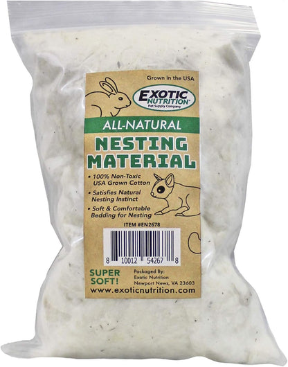 All-Natural Nesting Material (4 oz.) - 100% Cotton Eco-Friendly Animal Bedding - For Sugar Gliders