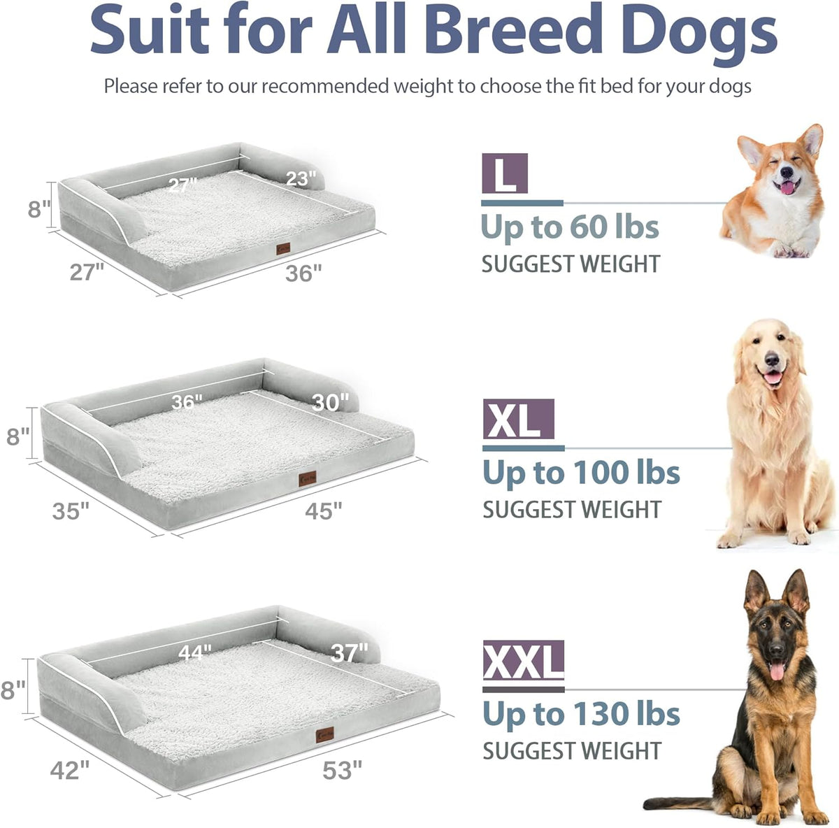 Orthopedic Dog Beds for Extra Large Dogs, Waterproof Dog Beds XLarge, Memory Foam Dogs Couch Beds