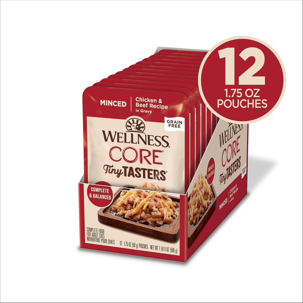 Wellness CORE Tiny Tasters Minced Adult Wet Cat Food, Natural, Protein-Rich, Grain Free, 1.75-Ounce