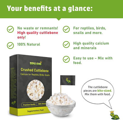 Crushed - 100% Natural Calcium Supplement - Premium Cuttlebone Perfect for Birds, Tortoises