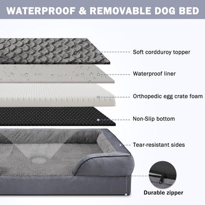 INVENHO Orthopedic Dog Bed Medium Size Dog, Waterproof Egg-Crate Foam Couch with Washable Removable
