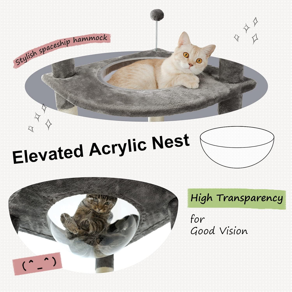 PEQULTI Floor to Ceiling Cat Tree 92.9’’-101.6’’ Height Adjustable Cat Tower Tall Kitty Climbing