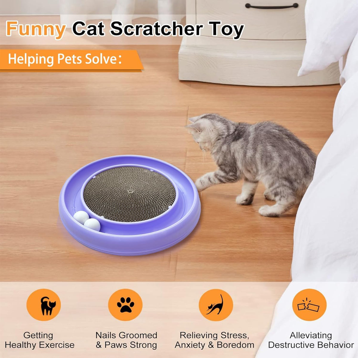 Interactive Cat Ball Track Toy for Indoor Cats, Cat Scratching Board & Exercise Set for Bored