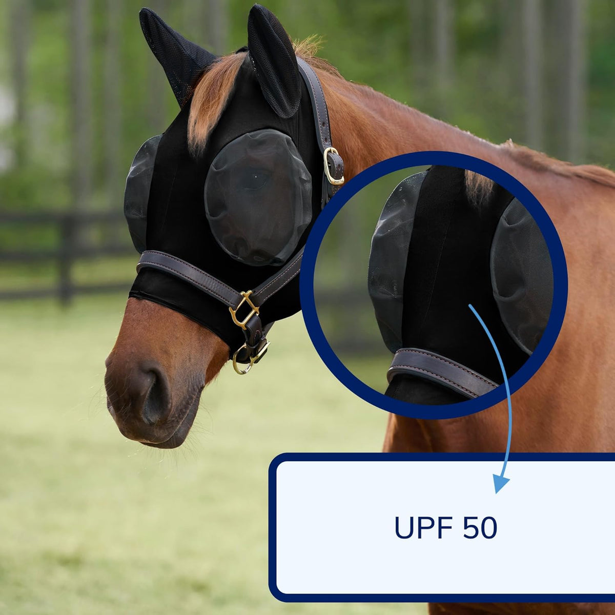 SmartEquine Comfort Fly Mask with SmartCore Technology | UV Horse Mask | UPF 50 | Forelock Hole |
