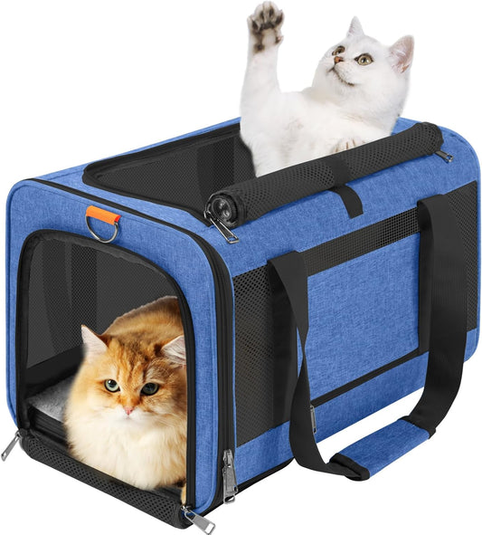 Pet Carrier Large Cats 20 lbs Top Load/Soft Sided Small Dog Travel Carriers/Collapsible Carrier Bag
