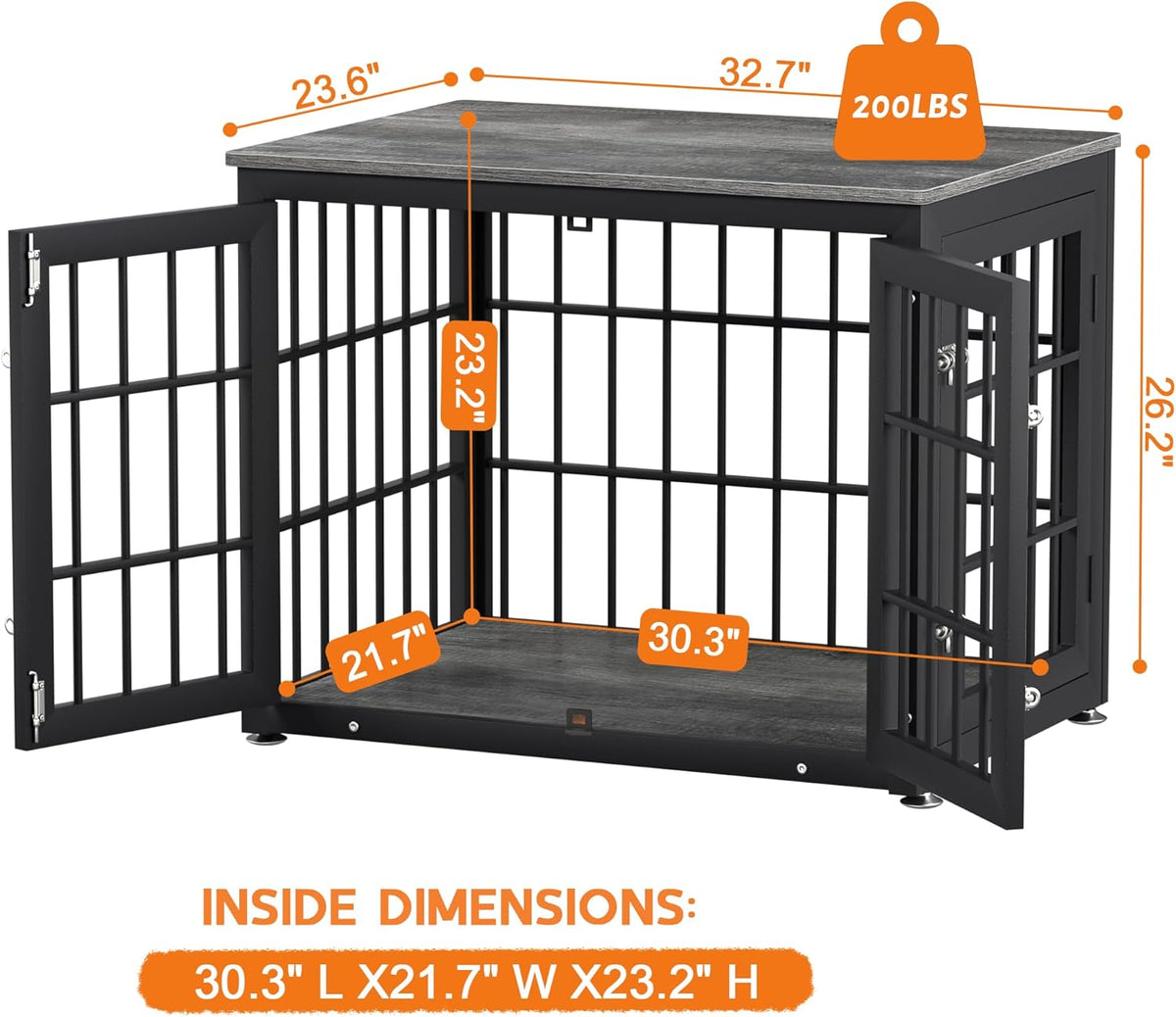 32 Inch Heavy Duty Dog Crate Furniture for Medium and Small Dogs, Decorative Pet House End Table