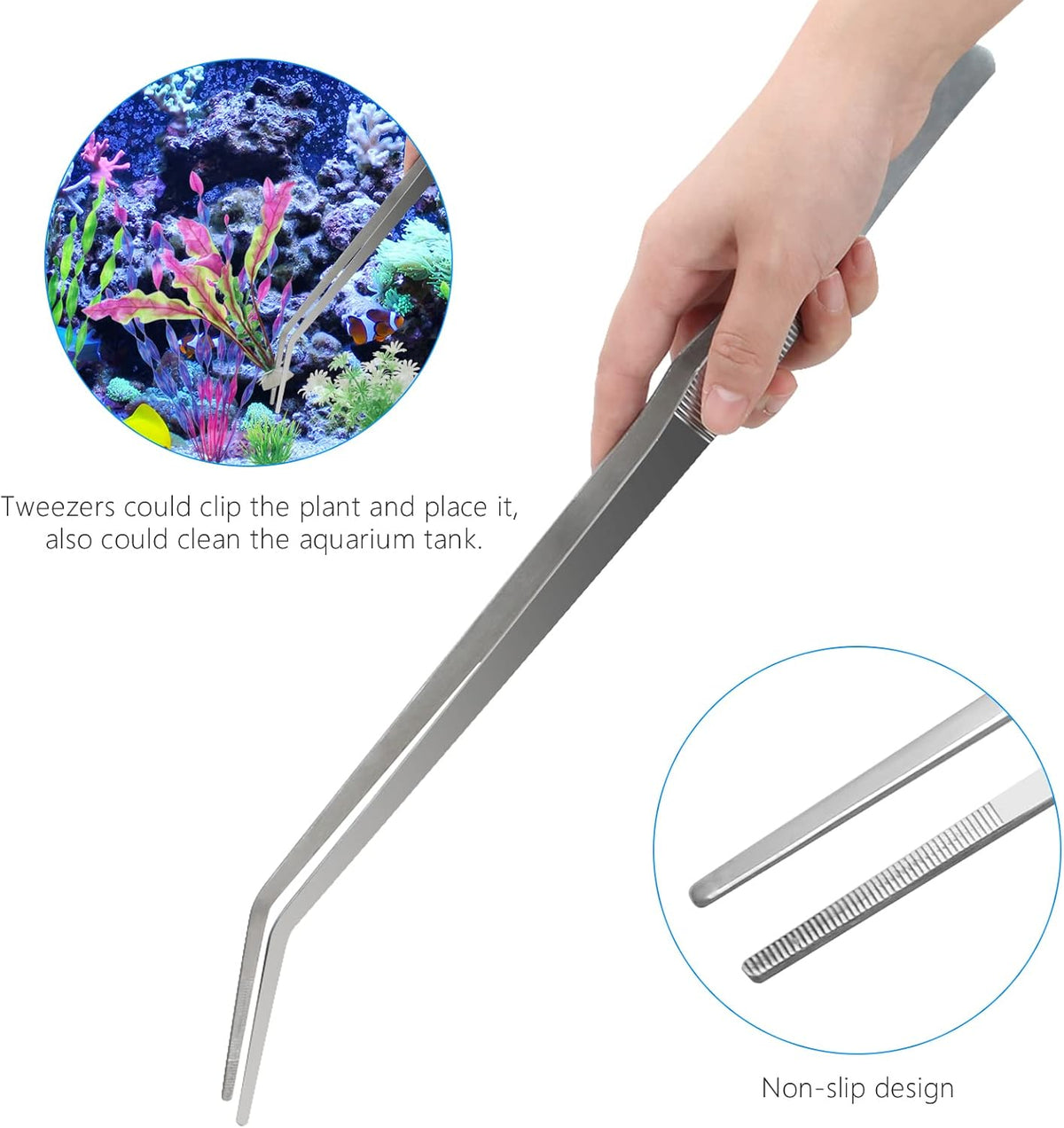 Aquarium Aquascape Tools Kit 15in, 4 in 1 Anti-Rust Aquatic Plant Aquascaping Tool Stainless Steel