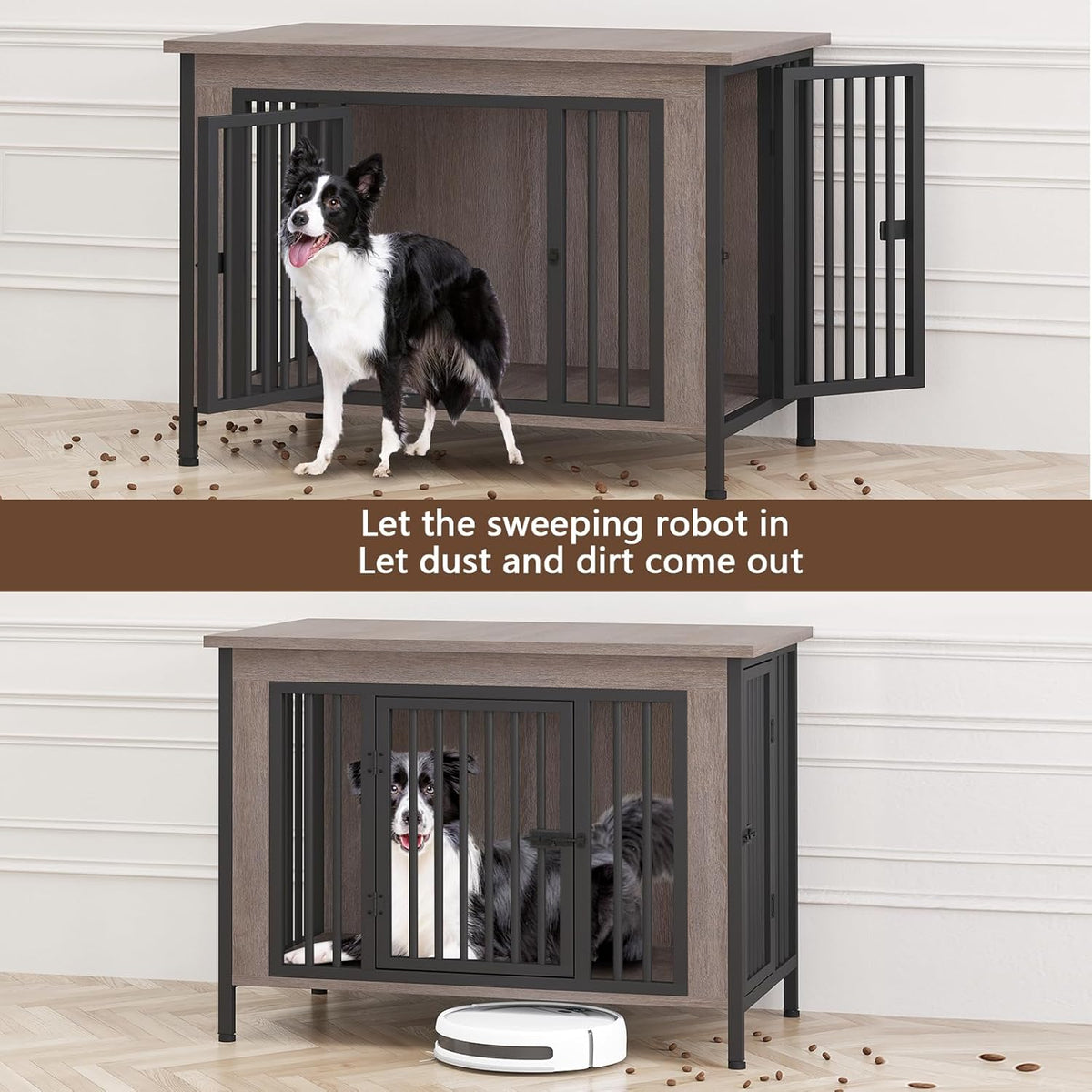 EasyCom 39.96" XL Wooden Large Dog Crate Furniture for Medium and Large Breed, Chew-Resistant Dog