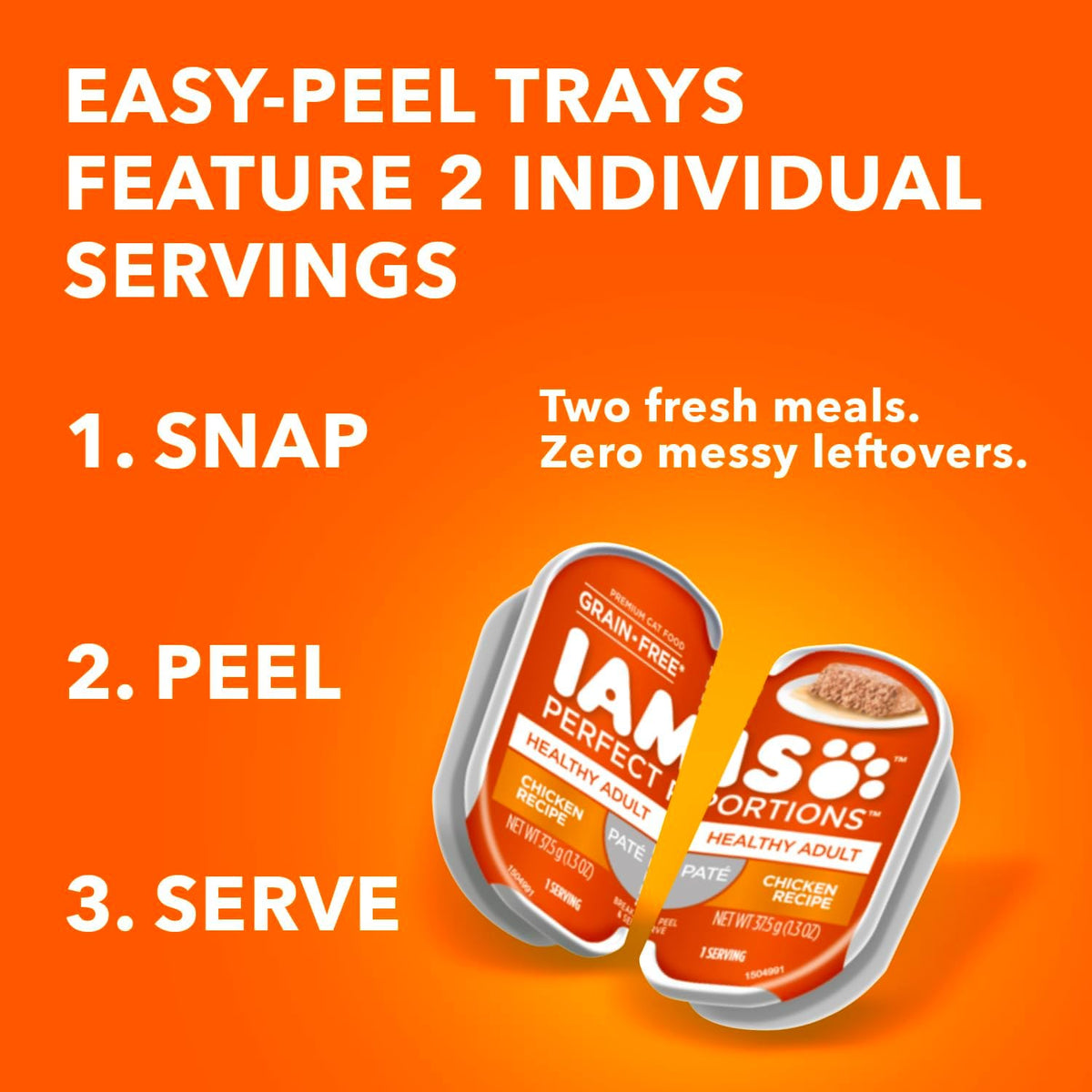 IAMS Perfect Portions Healthy Adult Wet Cat Food Pate, Chicken and Salmon Recipe Variety Pack, 2.6