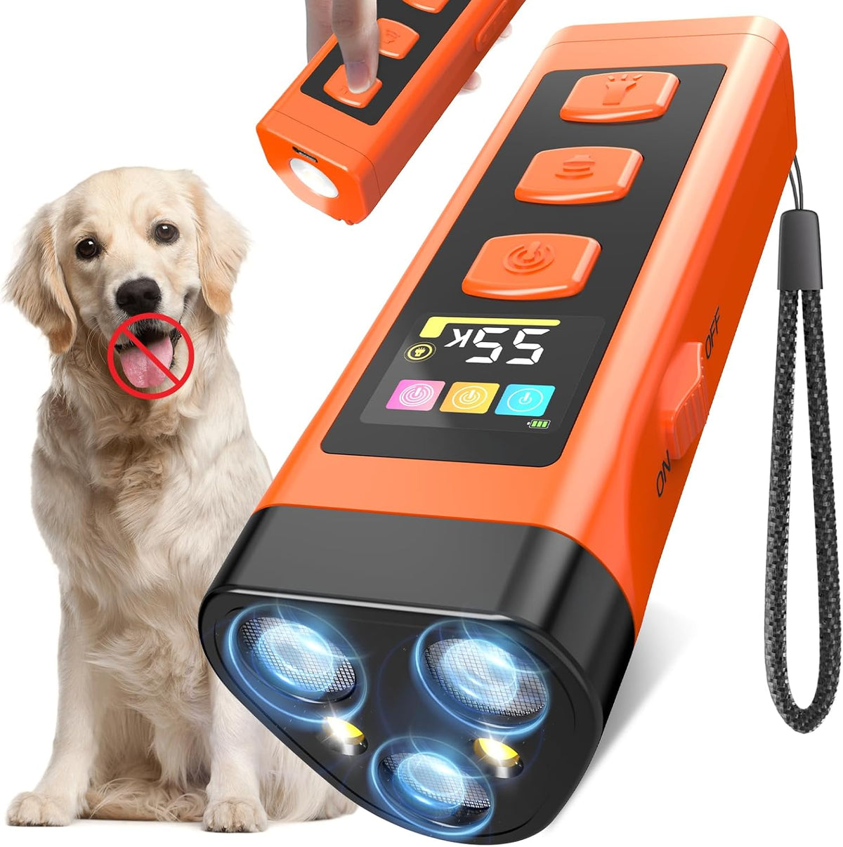 Dog Bark Deterrent Device, Color Display 2000 mAh Rechargeable Ultrasonic Anti-Barking Trainer with