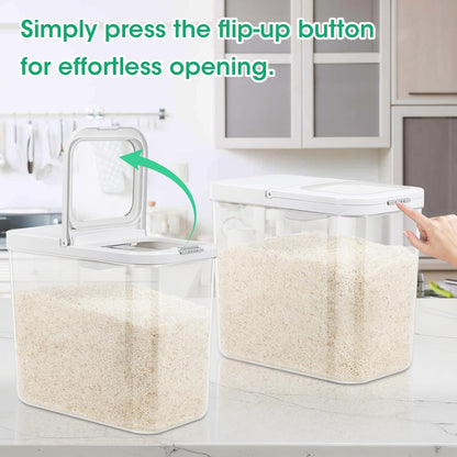 TBMax Rice Flour Storage Container with Automatic Flip-up Lid 25 Lbs | 12.68 Qt, Tall and Narrow