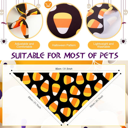 Abbylike 100 Pcs Halloween Dog Bandanas Bulk Pumpkin Bandanas for Dogs Triangle Kerchief Bibs Scarf