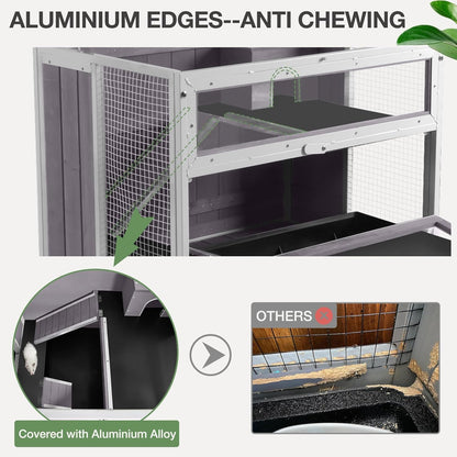 Guinea Pig Cage, Moveable Metal Frame Hamster Cage Anti-Chewing with Aluminium Alloy Edge