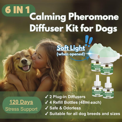 Dog Pheromone Diffuser Kit, Pet Diffuser for Stress Support, Reduces Stress and Promotes Relaxed