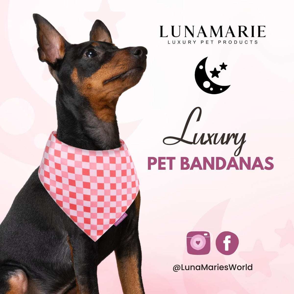 LunaMarie - Luxury Pet Birthday Bandanas -Premium & Silky Poly Fabric | 100% Handmade | Custom