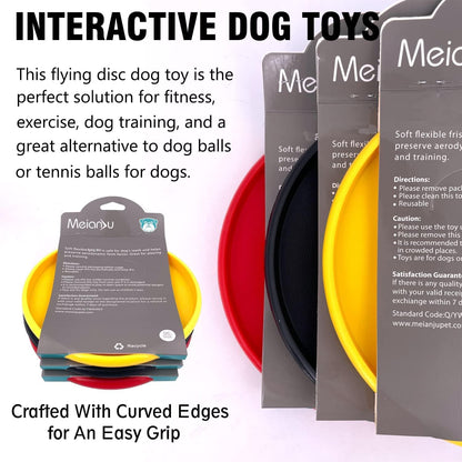Dog Flying Disc, 3 Pcs Competition Dog Flyer Toy, Soft Indestructible Rubber Lightweight Flying