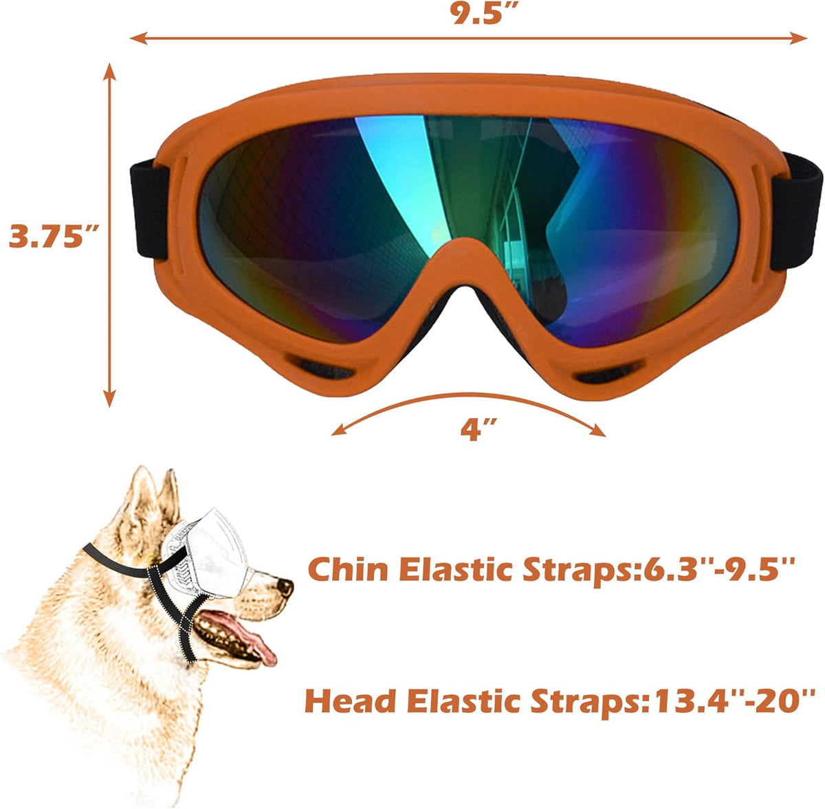 Large Dog Sunglasses With Adjustable Strap UV Protection, Windproof Puppy Eyewear, Suitable for
