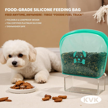 KVK Extra Extra Large Silicone Dog Food Mat 39.4×43.3in and 128oz Silicone Bag Set, Super Size