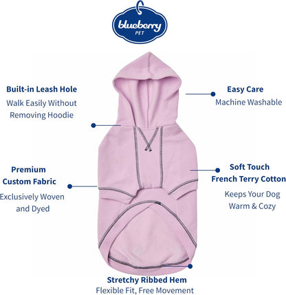 Blueberry Pet Essentials Dog Hoodie – 26 inch, Cotton‑Blend Sweatshirt with Hood, Pink Lilac